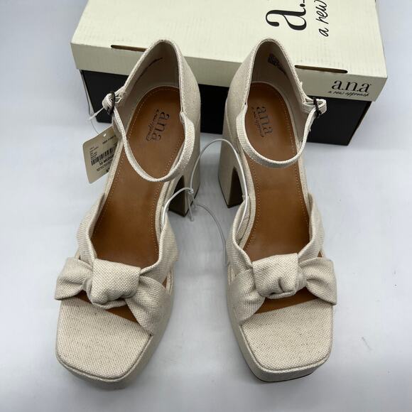 a.n.a Womens Holland Heeled Sandals Cream Natural Platform Size 10M - Picture 15 of 16